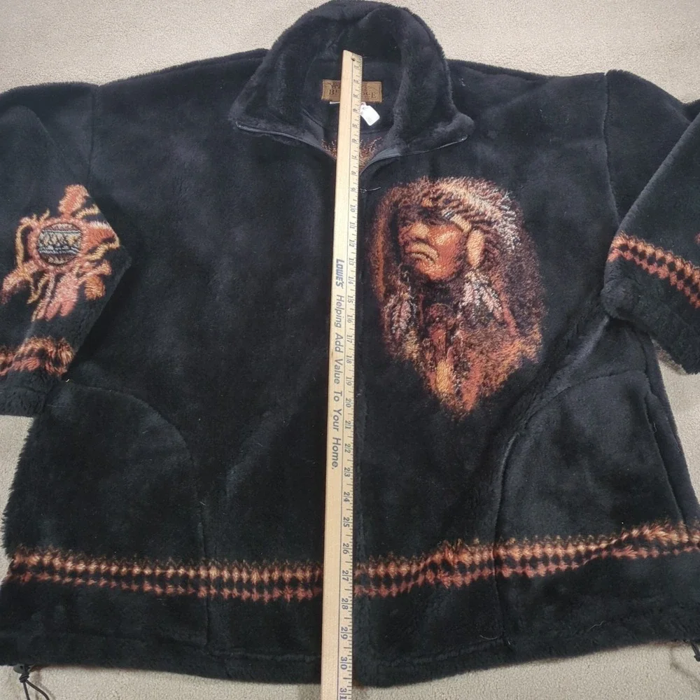 Bear Ridge‎ Outfitters Native American Chief Plush Fleece Jacket Full  Zip Parka